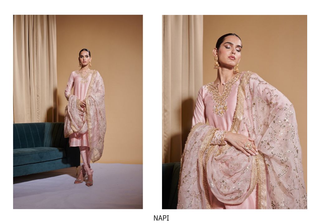 Blush Pink Silk Kurta Set with Zari, Sequins & Cut Dana Hand Embroidery | Satvik Style