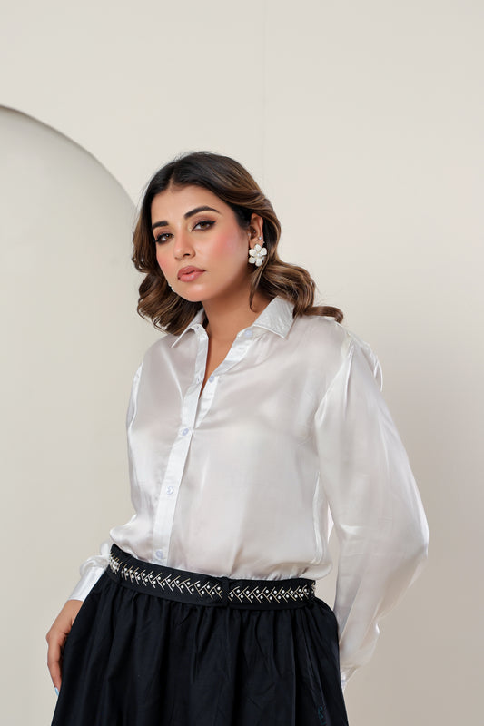 Sustainable Bemberg Silk Shirt - White