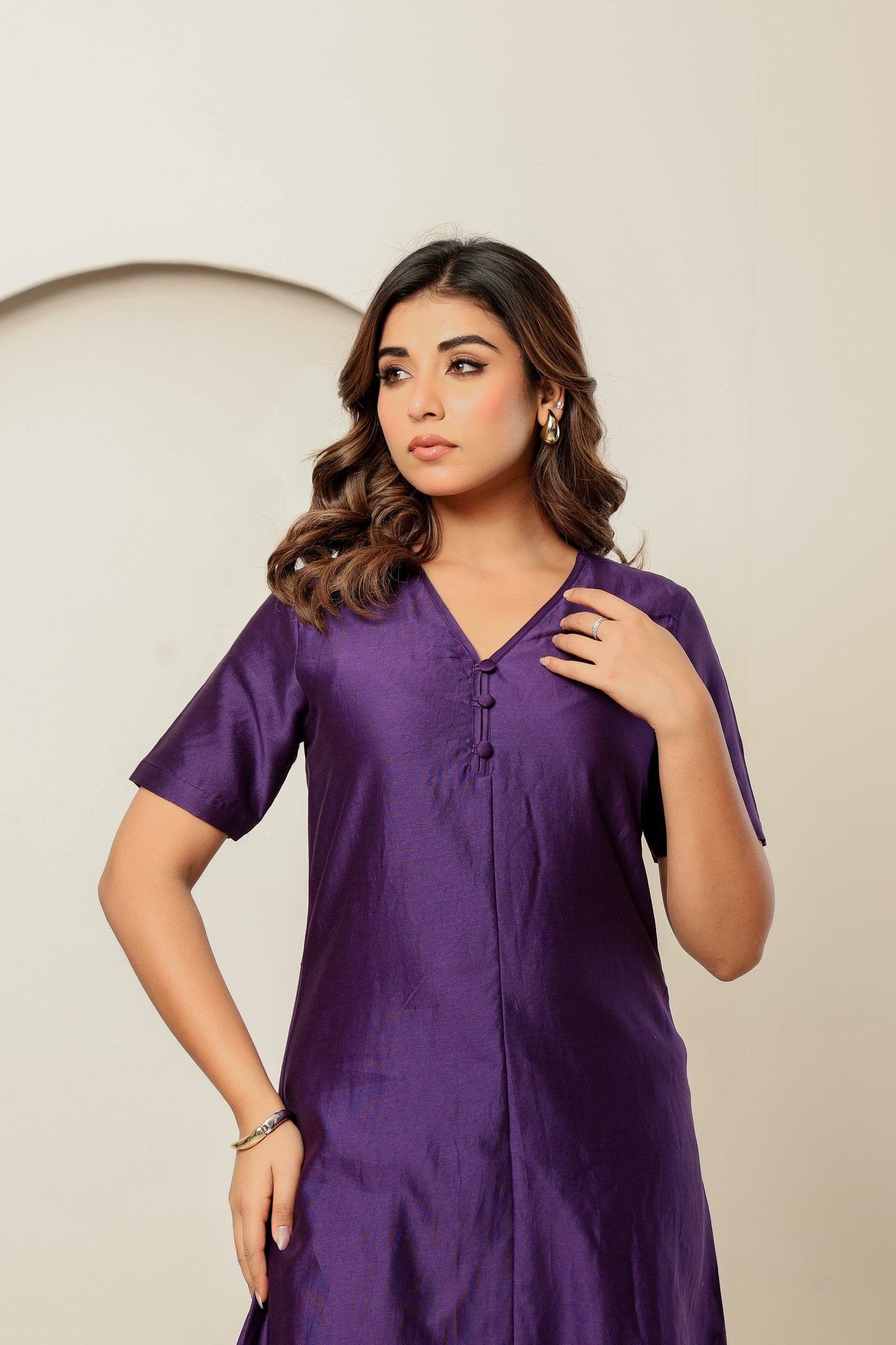 Royal Plum Chanderi Silk Kurta Set – Modern Festive Ensemble