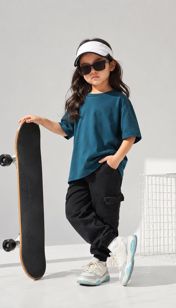 Kids Bamboo Cotton T-Shirt Teal Blue