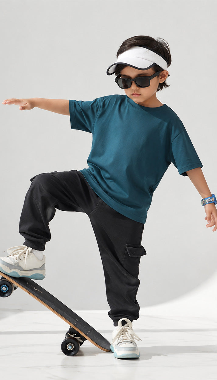 Kids Bamboo Cotton T-Shirt Teal Blue
