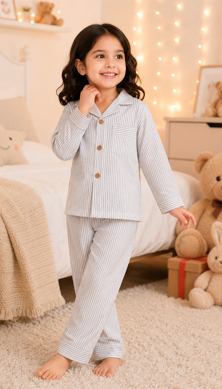 Pure Cotton Kids Striped Night Suit