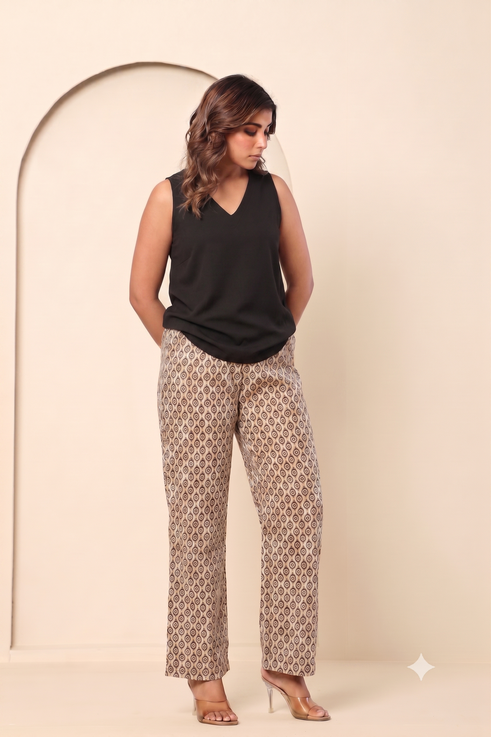 Handblock Print Pure Handloom Cotton Pant with Black top