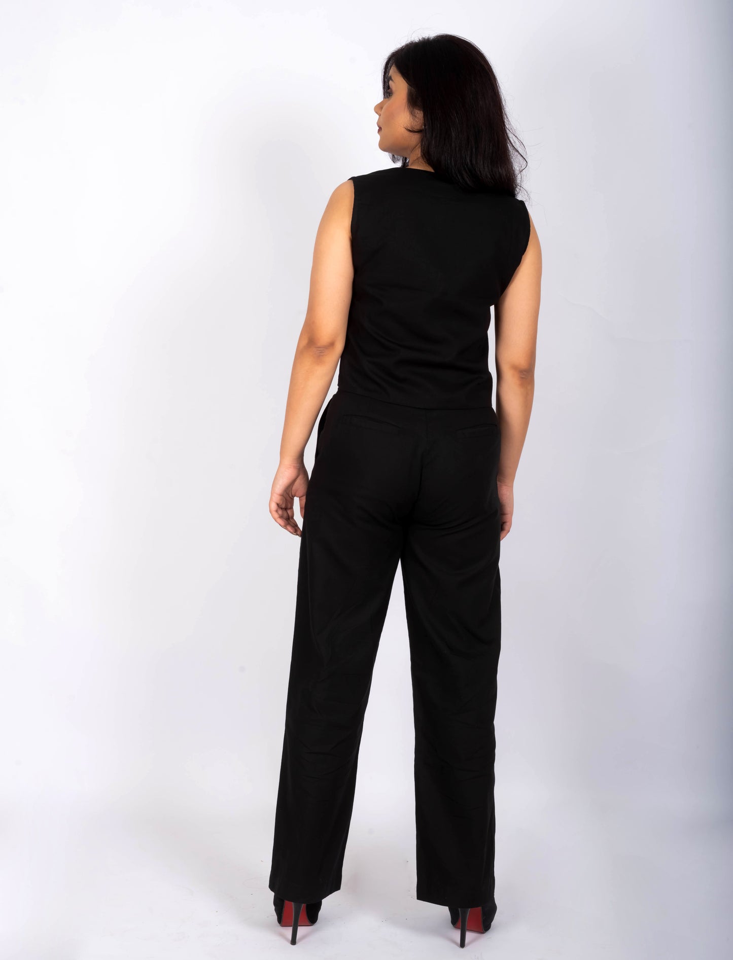 Black Linen Waistcoat Co-ord Set | Formal Office Wear