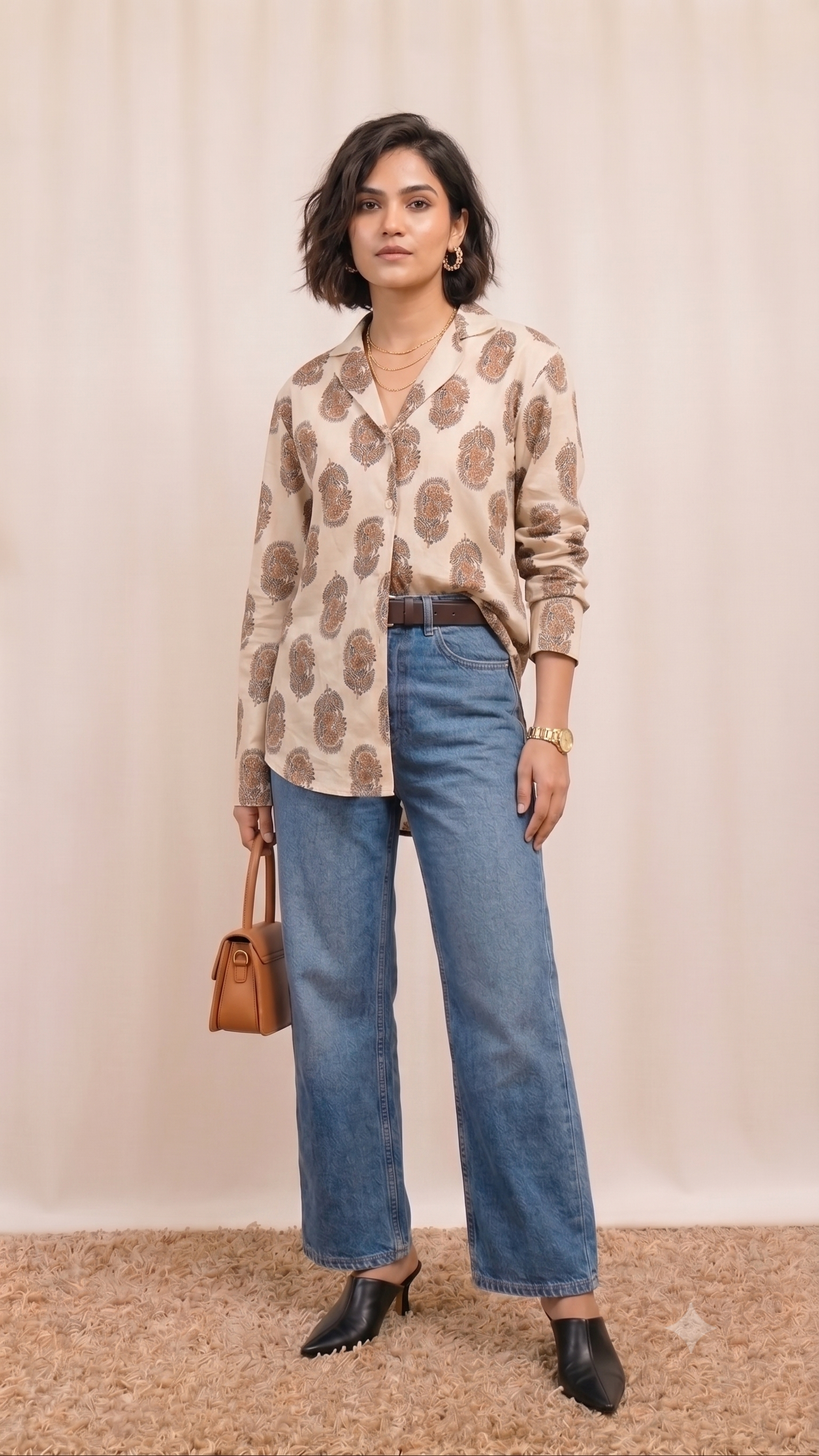Paisley Handblock Print Cotton Shirt