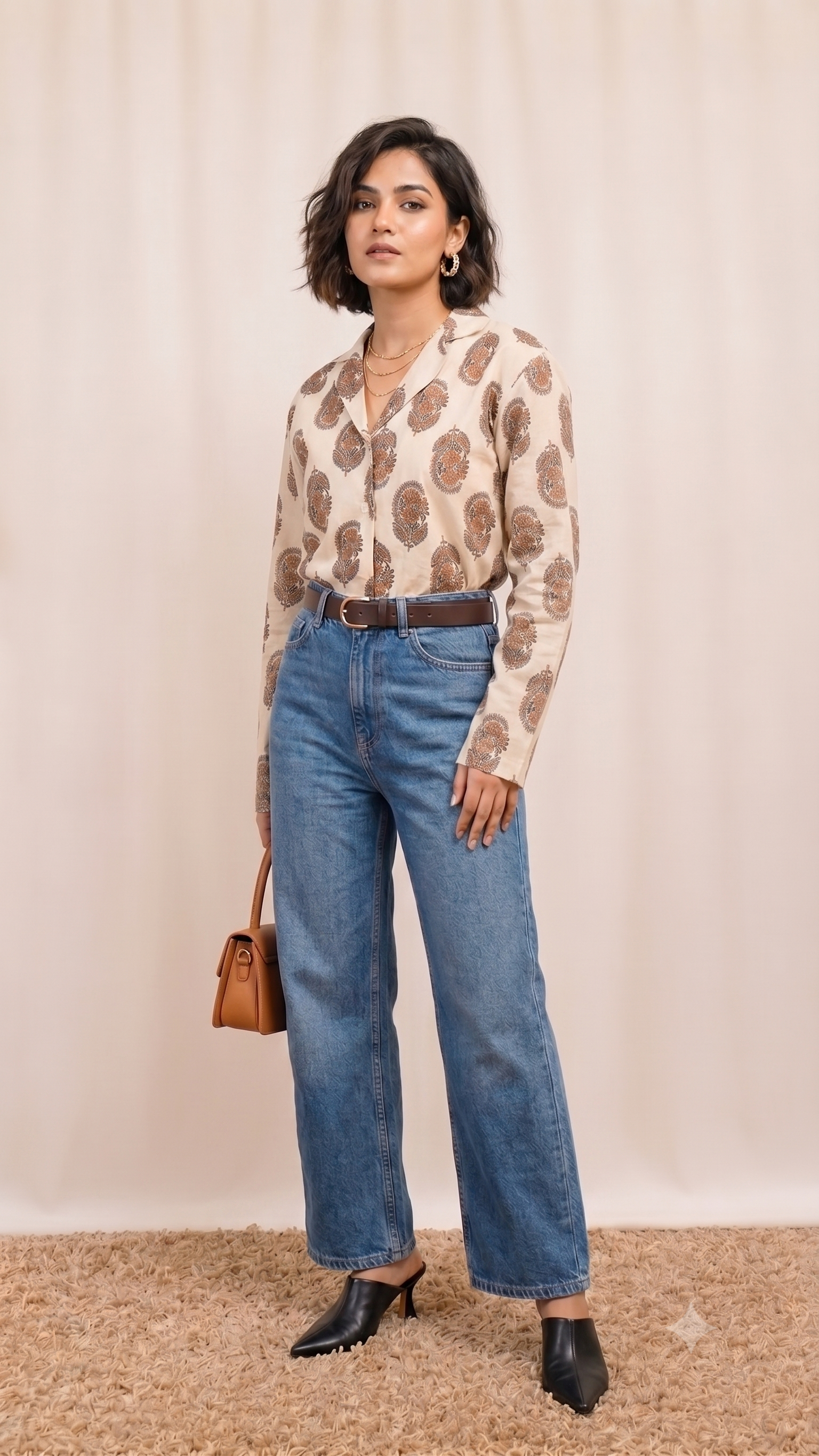 Paisley Handblock Print Cotton Shirt