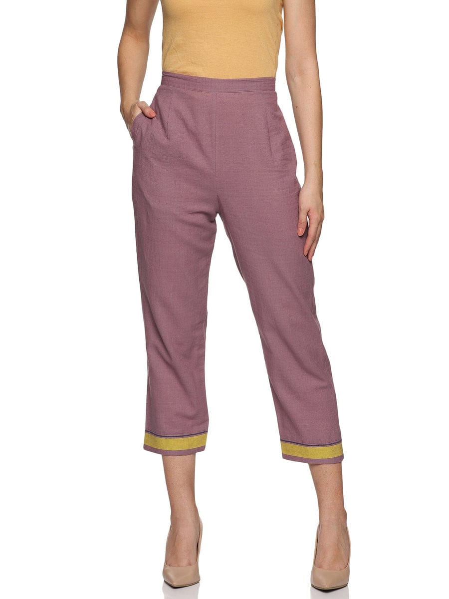 Mauve V-Neck Kurta & Pant Co-Ord Set – Office-Ready Comfort in Handloom Cotton