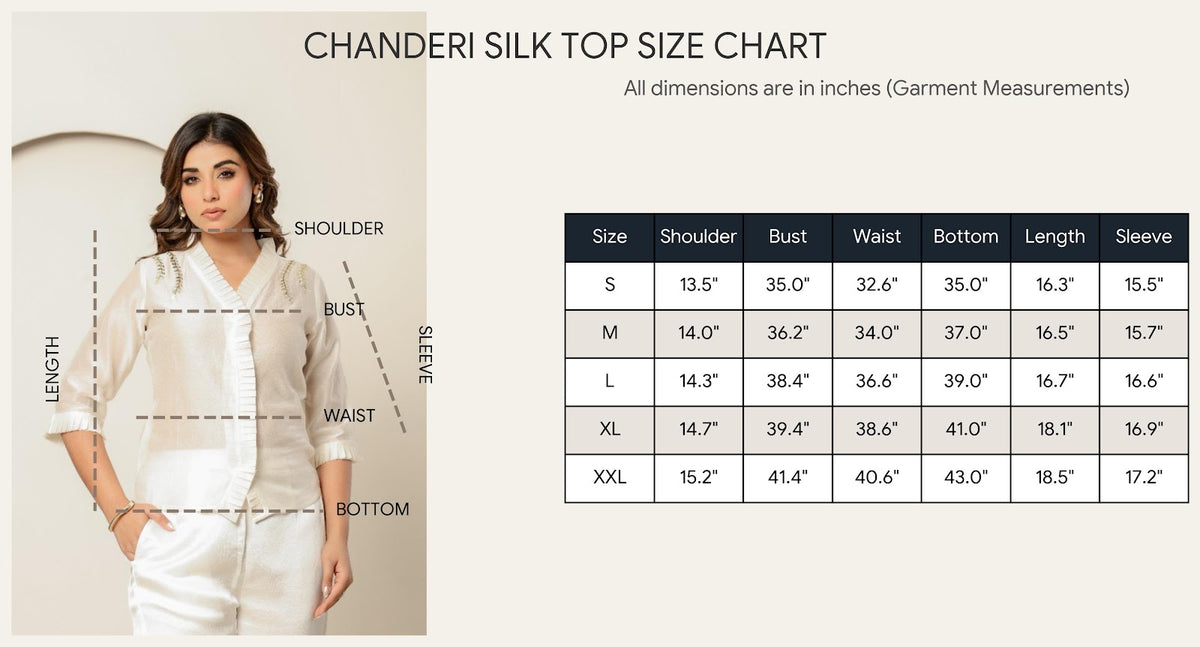 Embellished Ivory Chanderi Silk top
