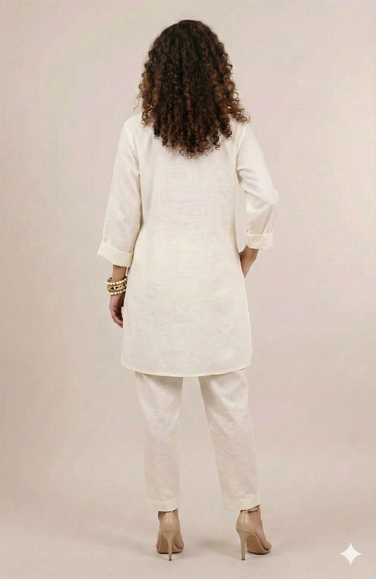 Ivora Linen Cotton Co-ord Set - Ivory