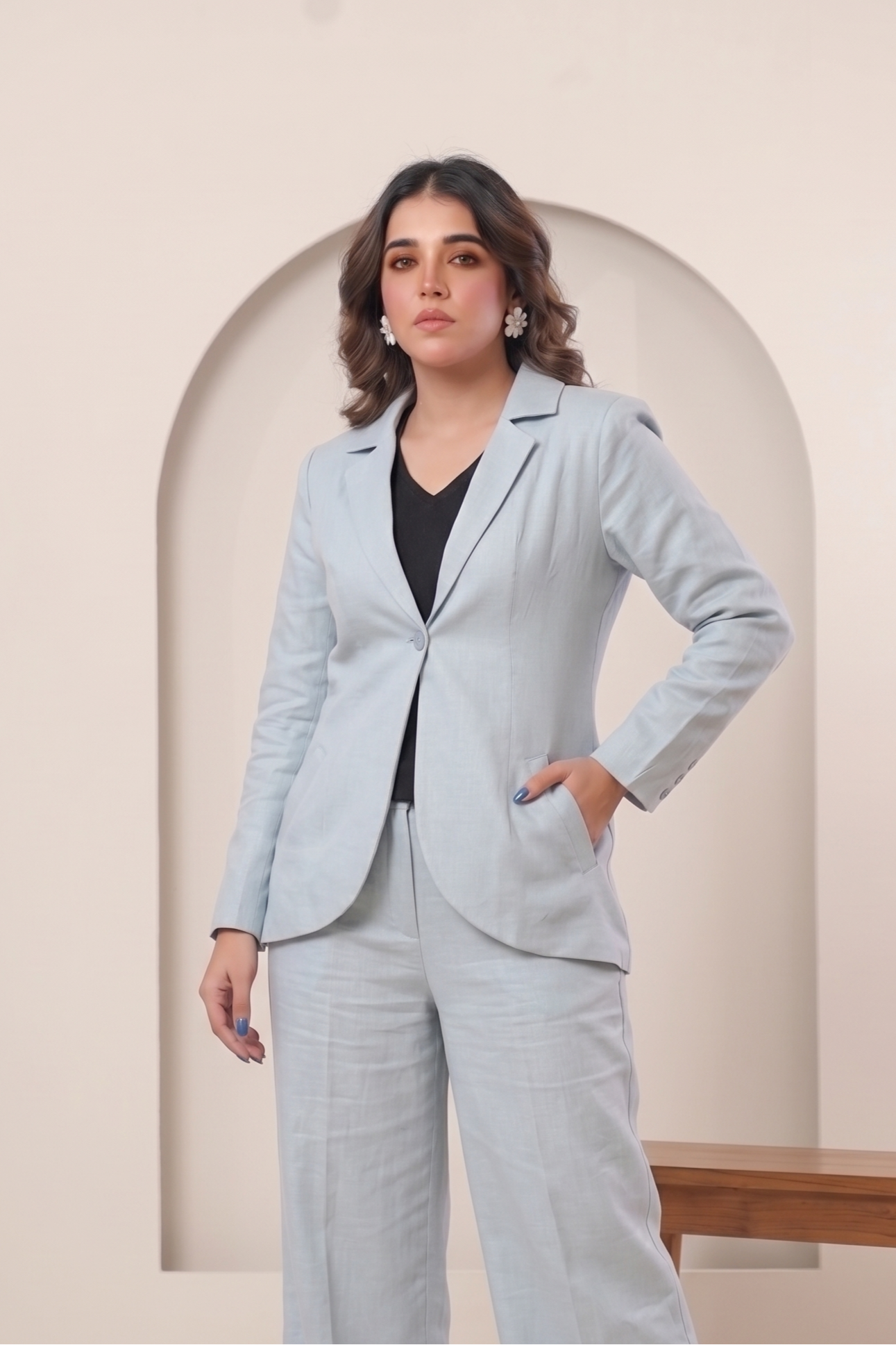 Cloud Grey Linen Blazer