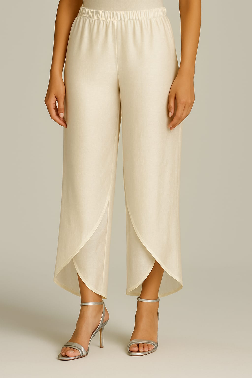 Chanderi Silk Ivory Tulip Pants