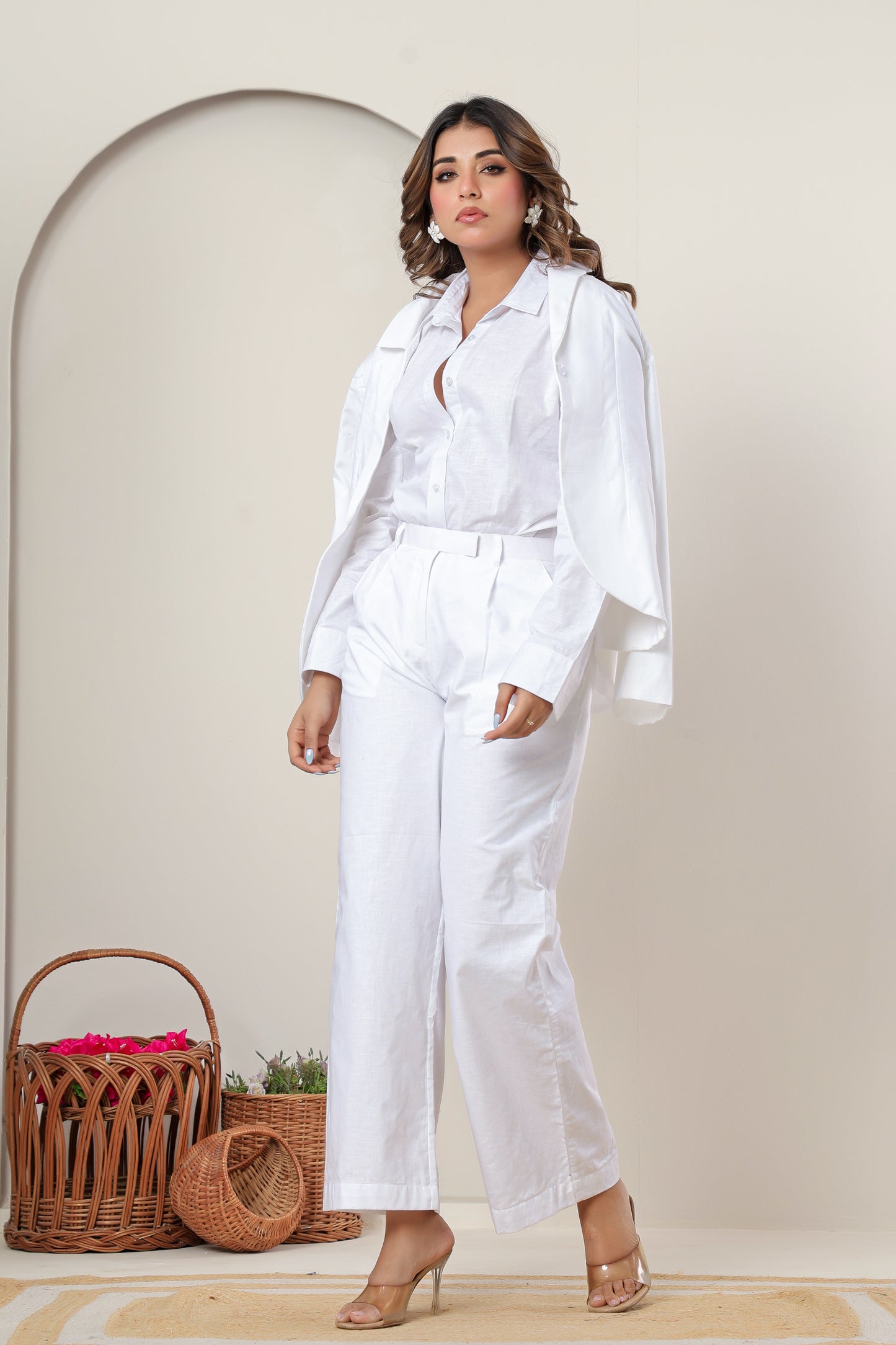 Ivory Elegance – Women’s Tailored Linen Co-ord Set for Power Dressing & Formal Events