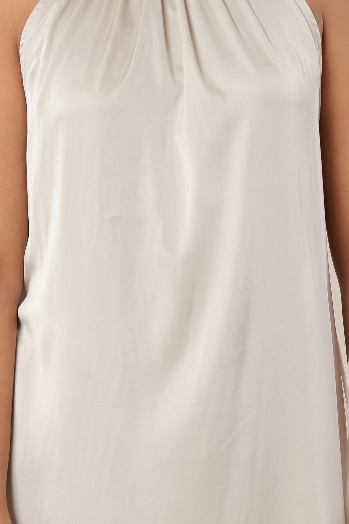 Premium Light Beige Taupe Satin High-Neck Maxi Dress | Women’s Formal & Cocktail Outfit (Copy)