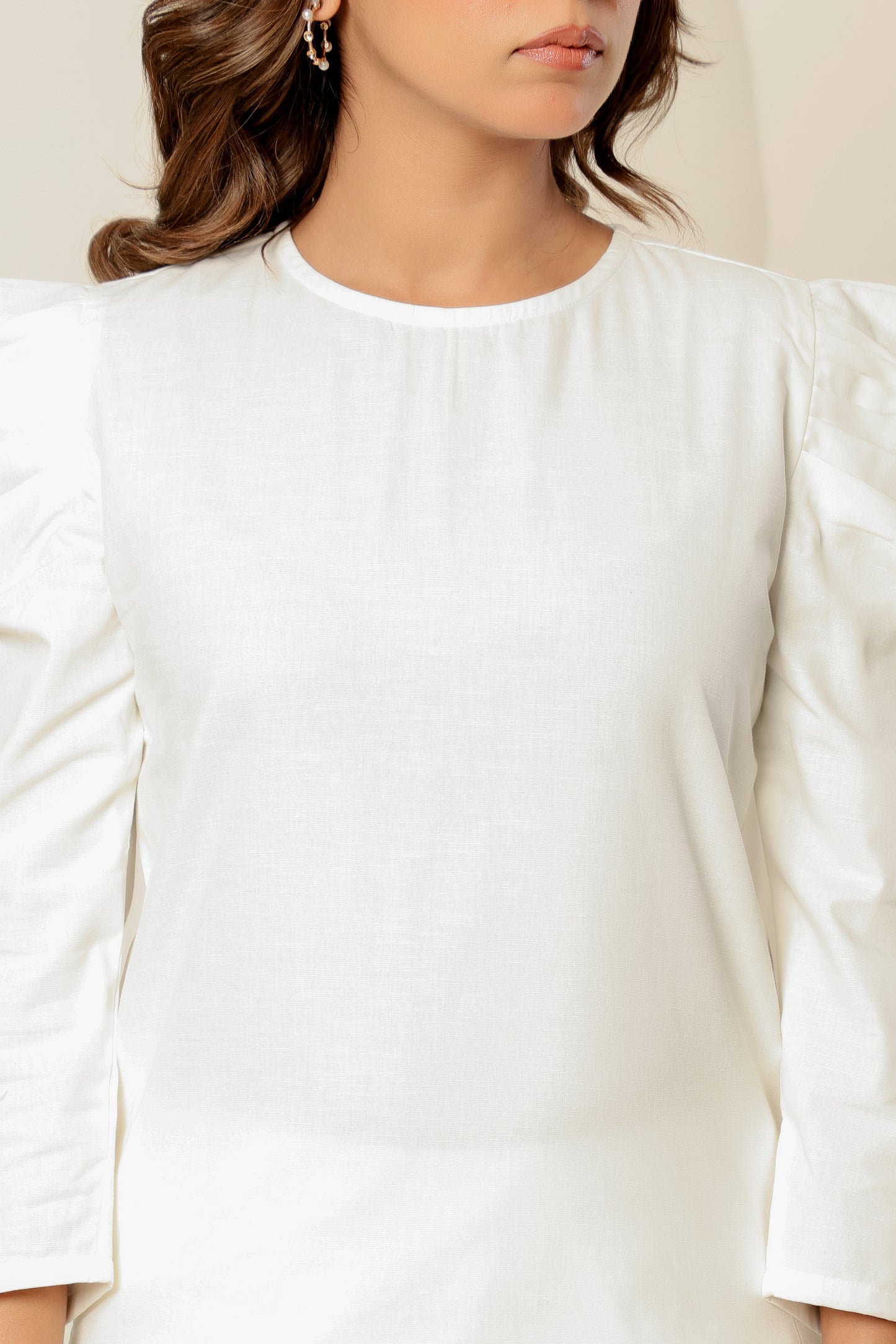 Beige Bishop Sleeve Co-Ord Set – Statement Style in Sustainable Linen