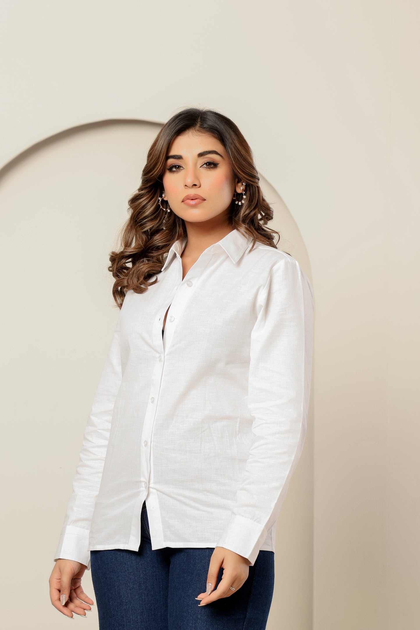 White– Women’s Pure Linen cotton Button-Up Shirt for Summer (S–5XL)