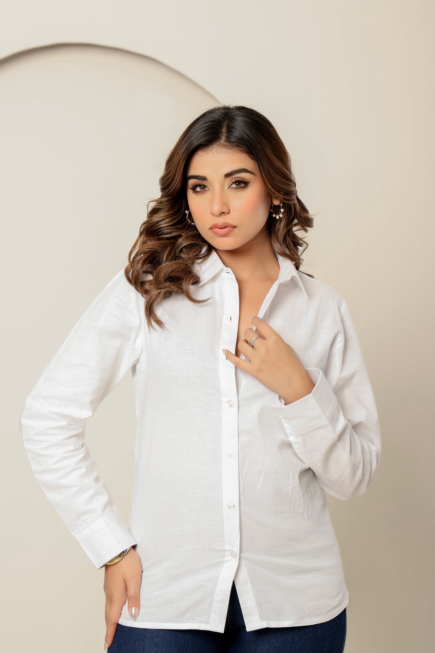 White– Women’s Pure Linen cotton Button-Up Shirt for Summer (S–5XL)