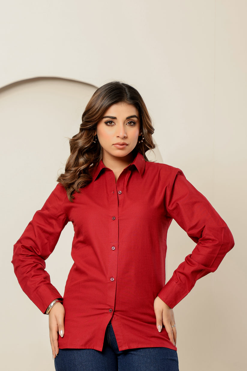 Crimson Formal Linen Cotton Shirt