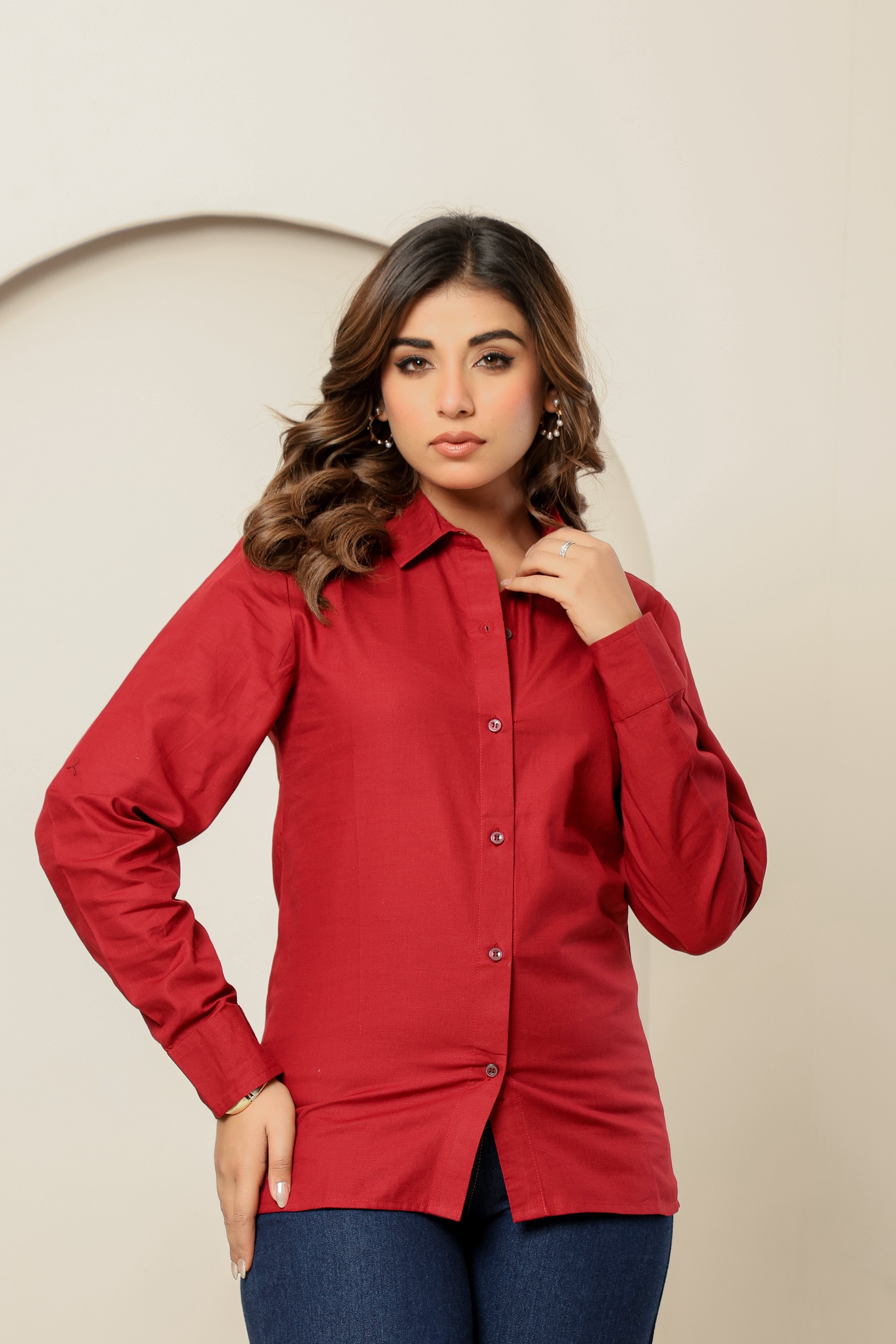 Crimson Formal Linen Cotton Shirt