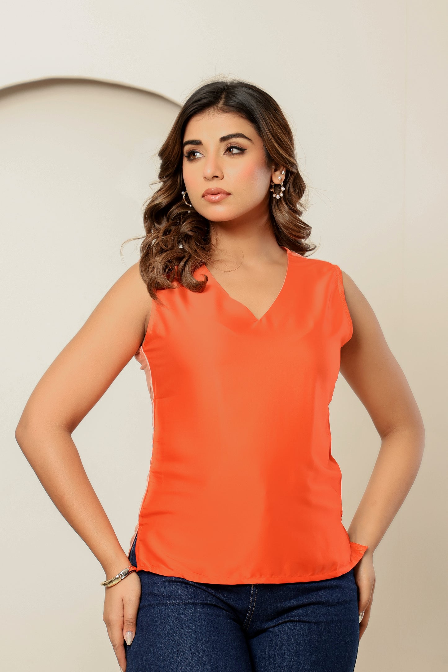 Women’s Ombre Satin Sleeveless Top | V-Neck | Premium Soft Shine