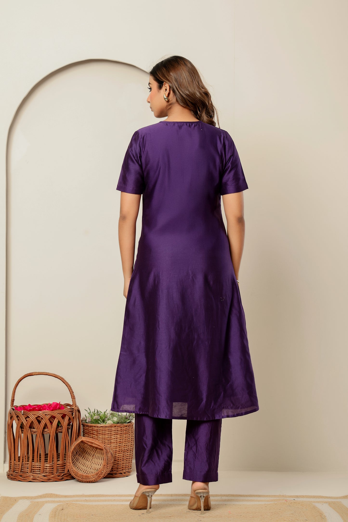 Royal Plum Chanderi Silk Kurta Set – Modern Festive Ensemble