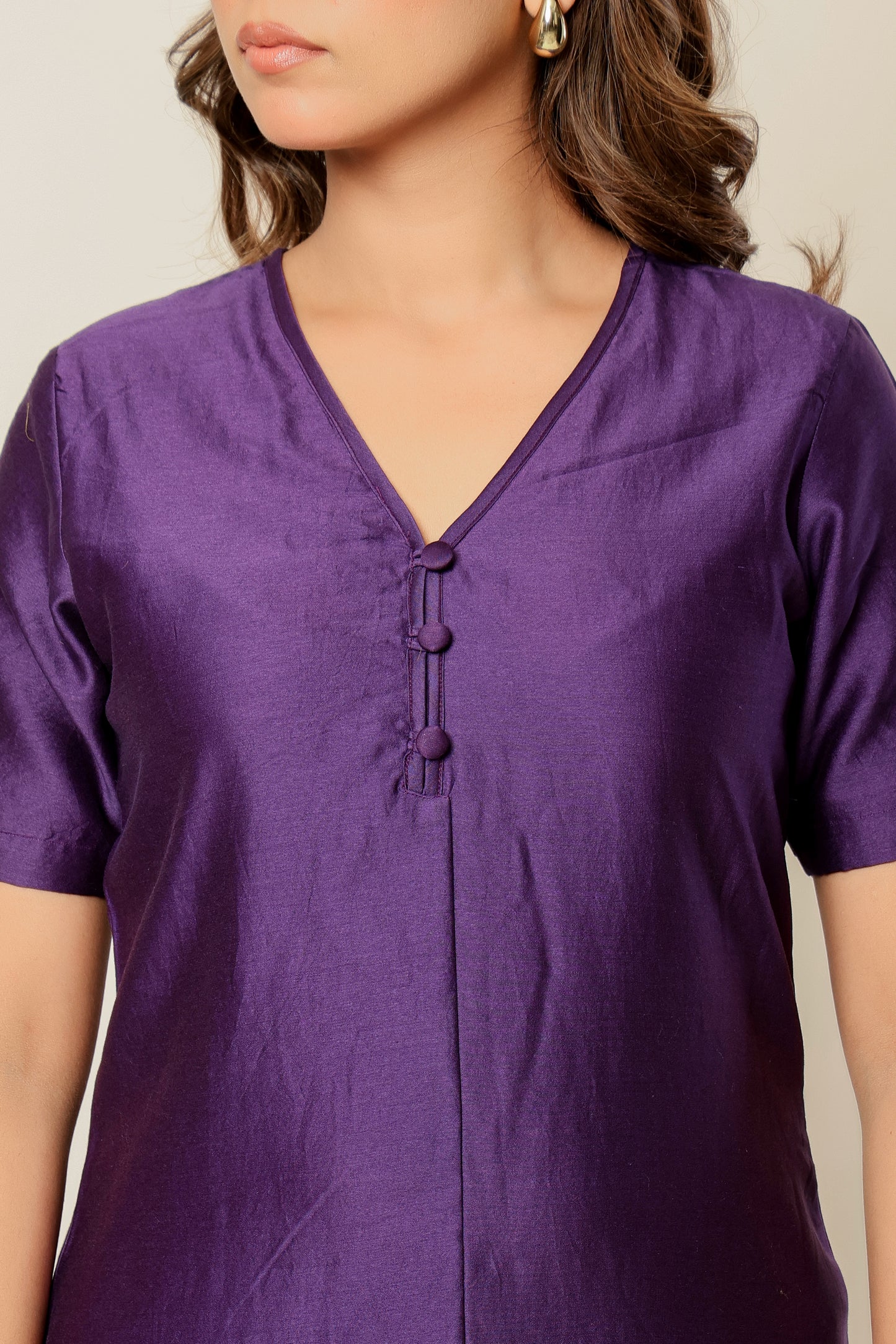 Royal Plum Chanderi Silk Kurta Set – Modern Festive Ensemble