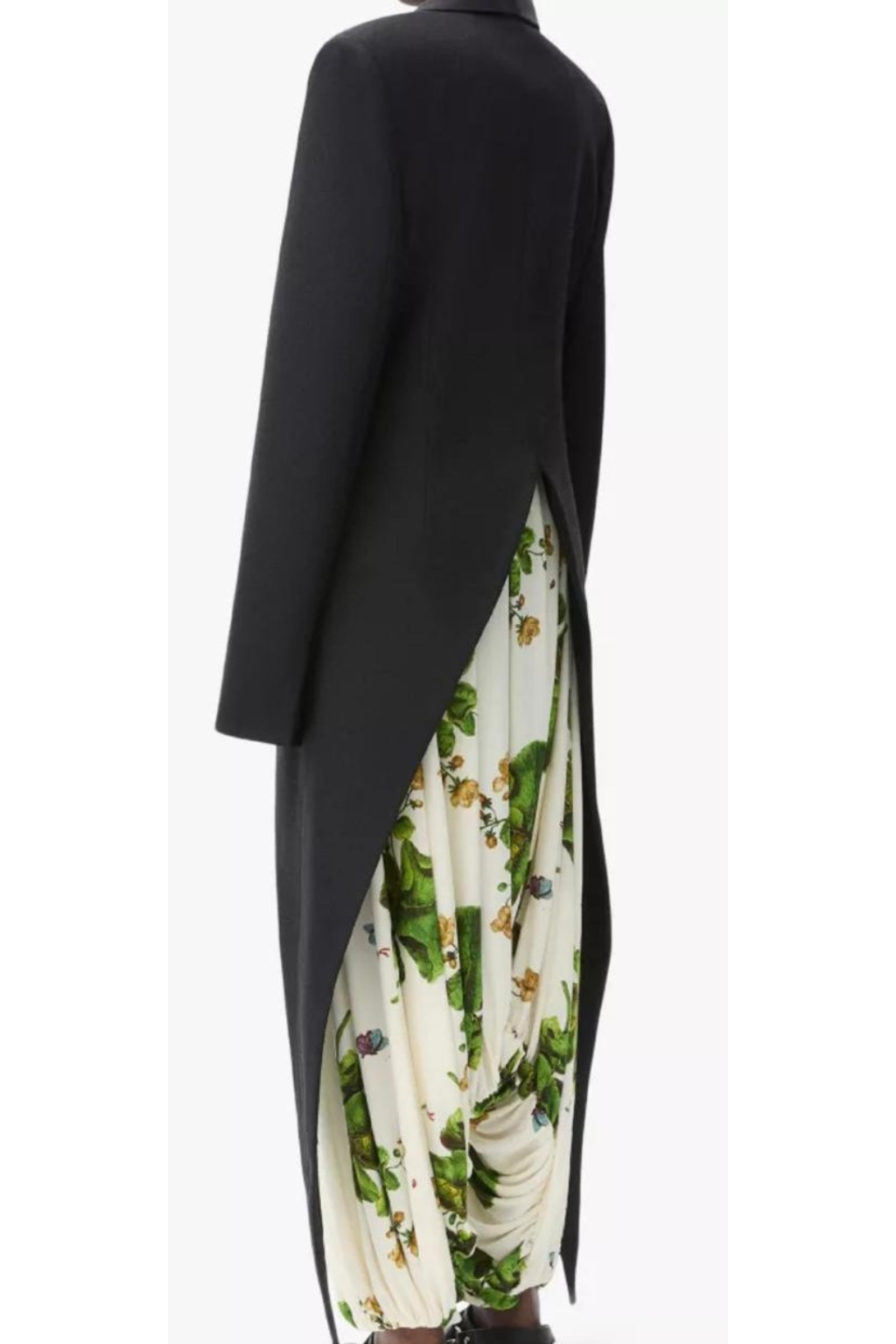 Lo-eh-weh-Inspired Black Wool Blazer & Floral Viscose Harem Set | Celebrity Designer Power Look