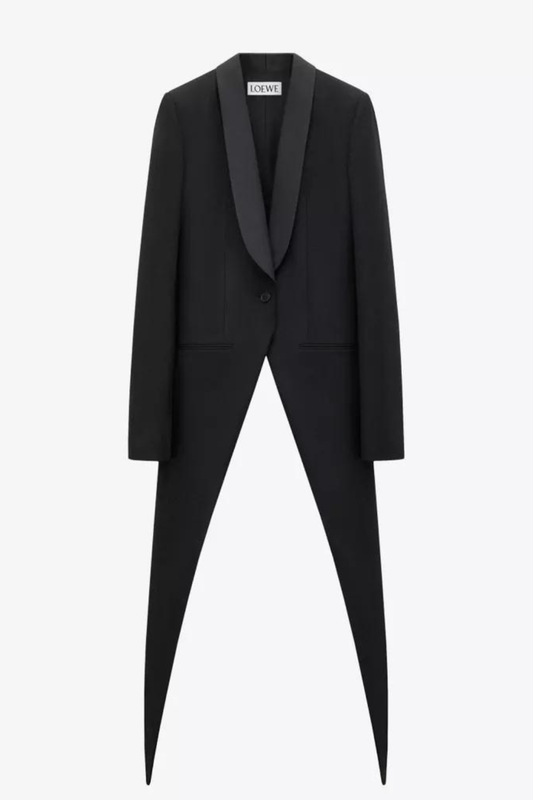 Lo-eh-weh-Inspired Black Wool Blazer & Floral Viscose Harem Set | Celebrity Designer Power Look