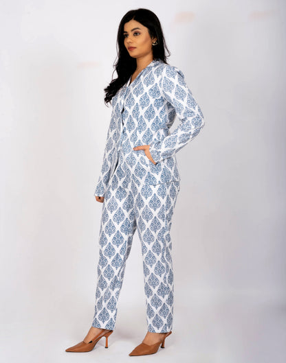Indigo Bloom Handloom Co-ord Set – Sustainable Power Suit for Women