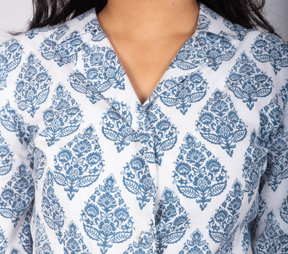 Indigo Bloom Handloom Co-ord Set – Sustainable Power Suit for Women