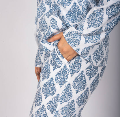 Indigo Bloom Handloom Co-ord Set – Sustainable Power Suit for Women