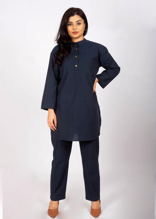 Nora Navy Chanderi Silk Co-ord Set