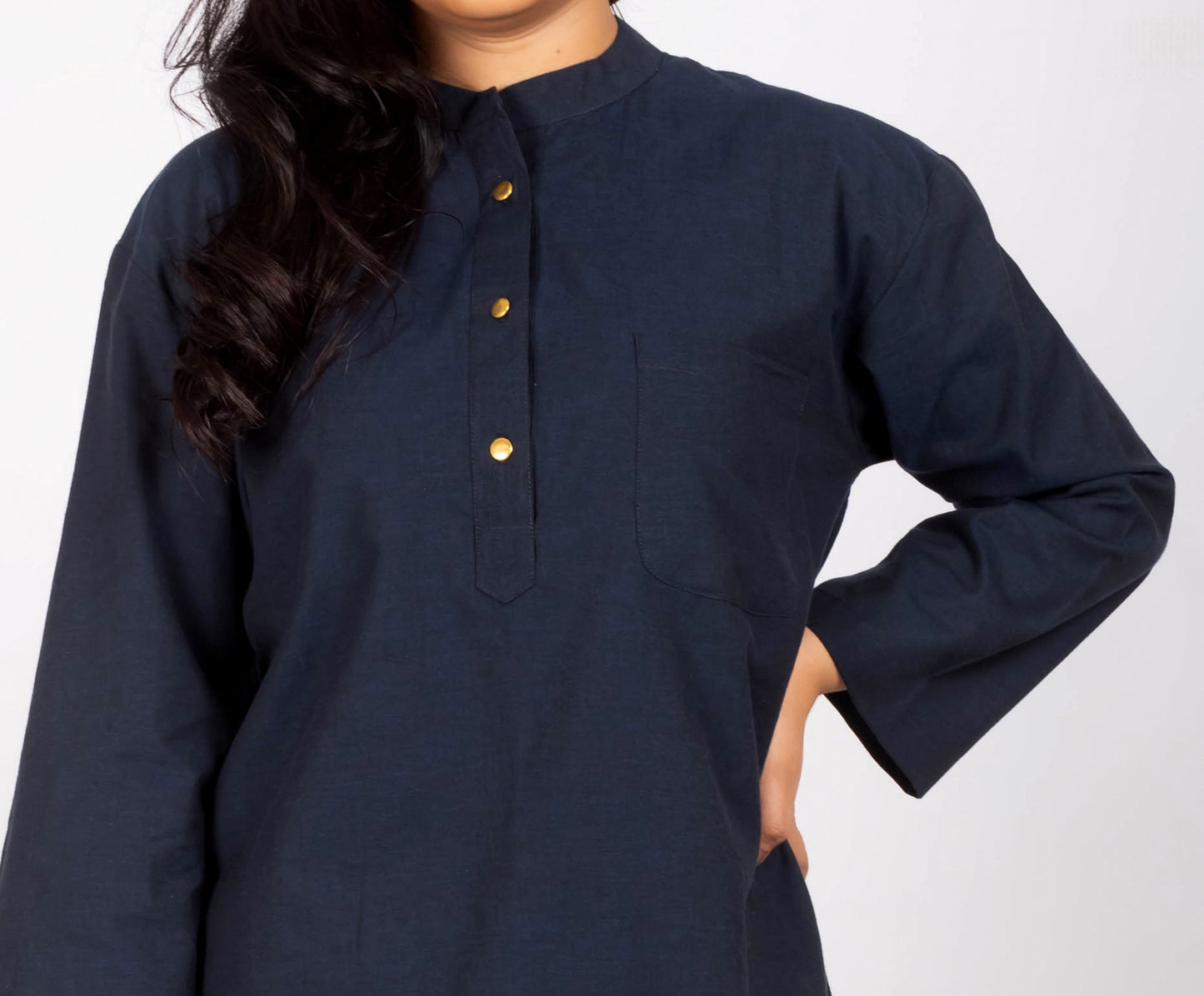 Nora Navy Handloom Cotton Co-ord Set