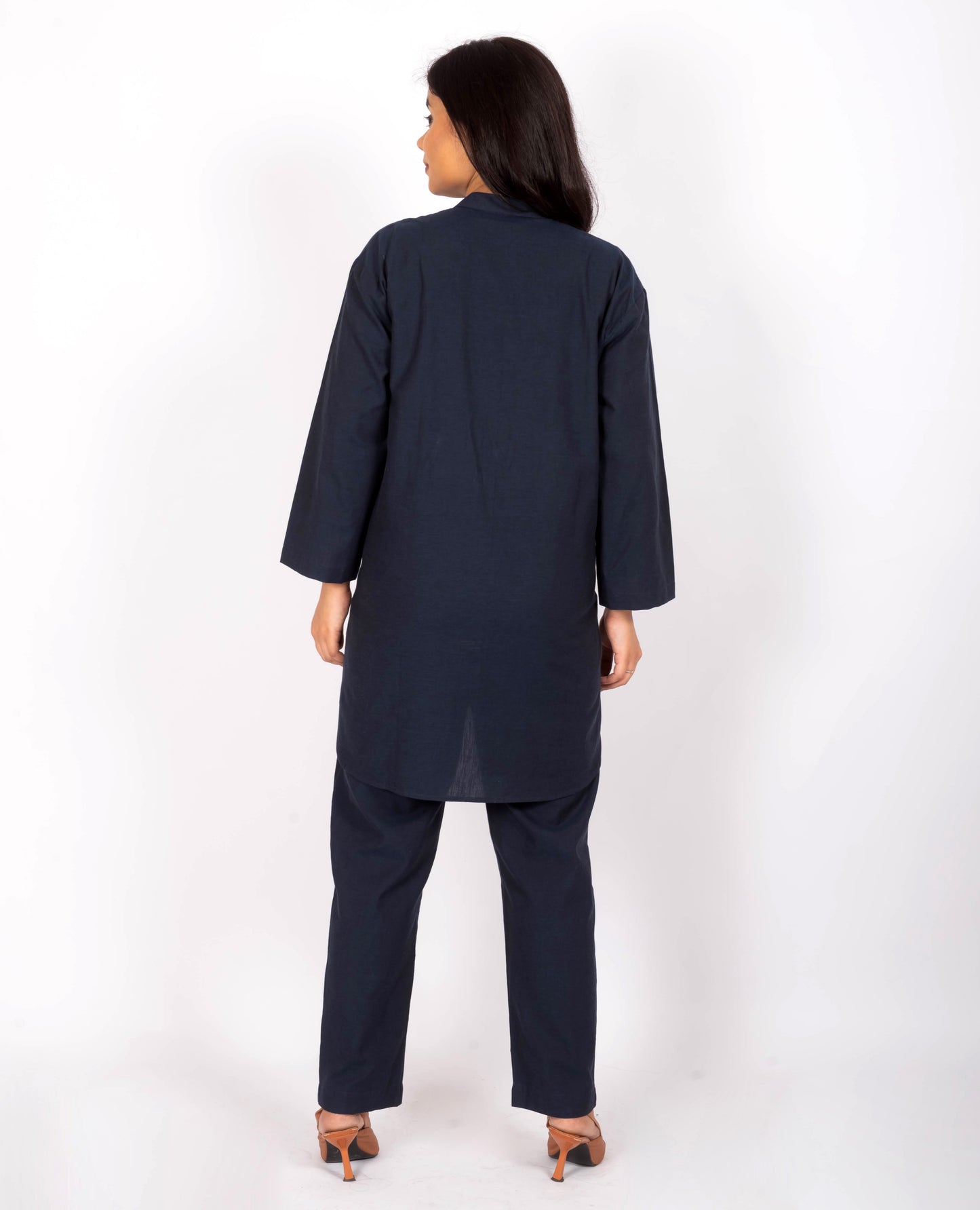 Nora Navy Handloom Cotton Co-ord Set