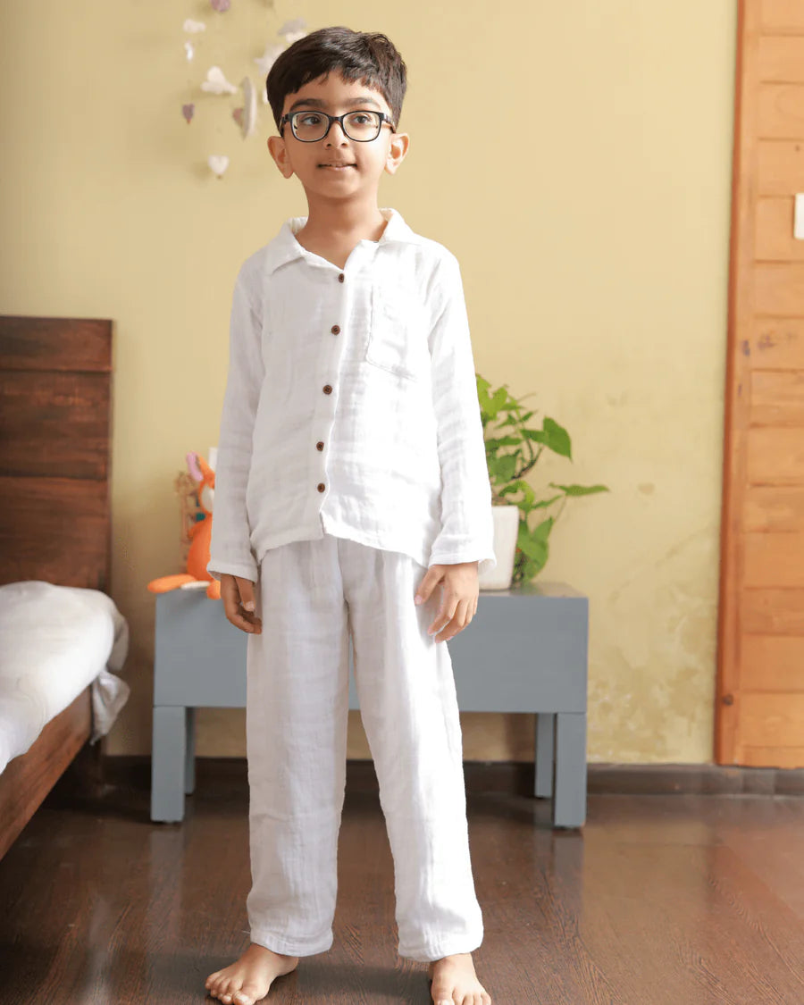 Pure Organic Muslin Nightwear Set for Kids – Lightweight & Skin-Friendly