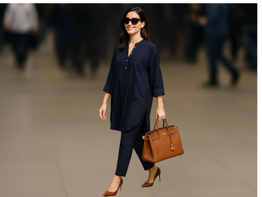 Nora Navy Chanderi Silk Co-ord Set