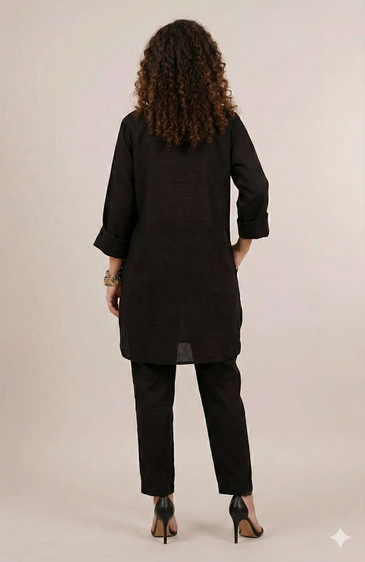 Black Loom Comfy Linen Cotton Co-ord Set