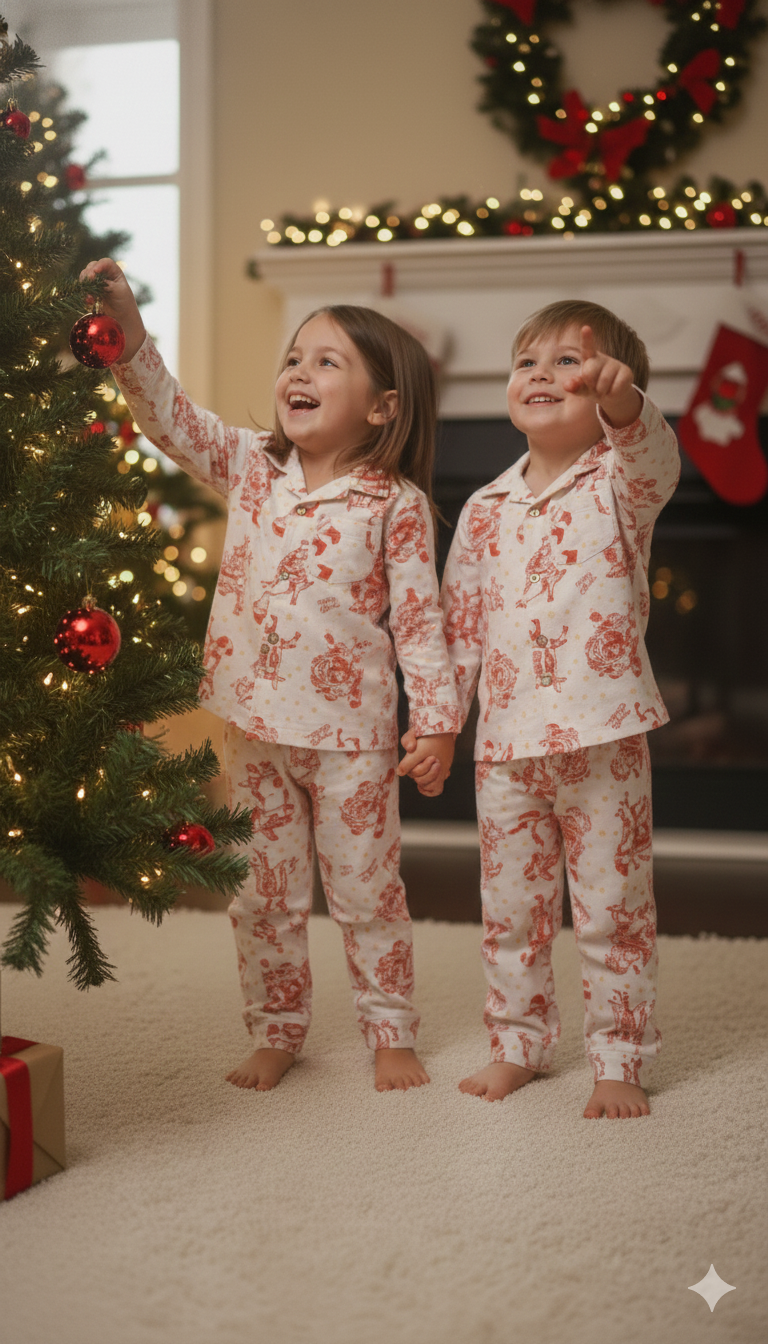 Cozy Christmas cotton flannel night suits for kids. Ultra-soft, warm, and festive sleepwear perfect for winter nights and holiday celebrations.