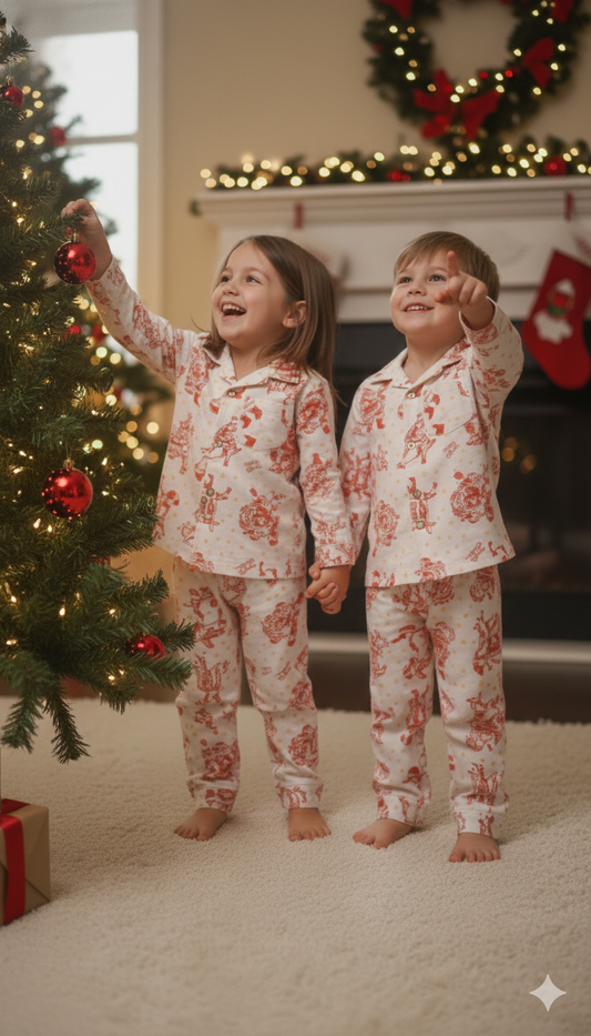 Cozy Christmas cotton flannel night suits for kids. Ultra-soft, warm, and festive sleepwear perfect for winter nights and holiday celebrations.