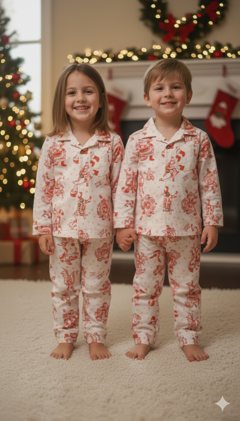 Cozy Christmas cotton flannel night suits for kids. Ultra-soft, warm, and festive sleepwear perfect for winter nights and holiday celebrations.