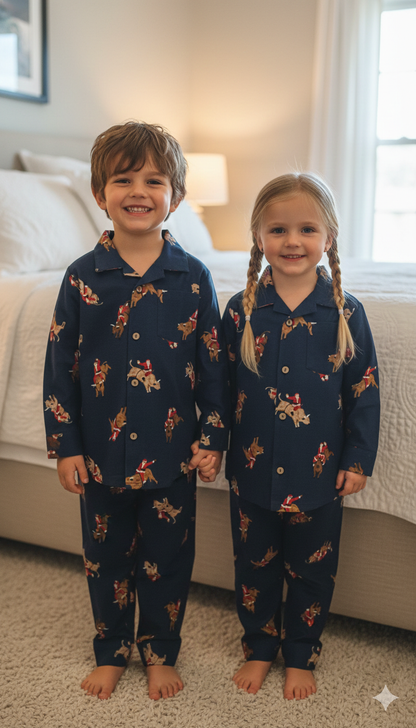 Kids - Cozy Christmas cotton flannel night suits for winter
