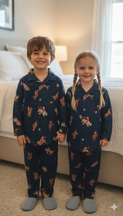 Kids - Cozy Christmas cotton flannel night suits for winter