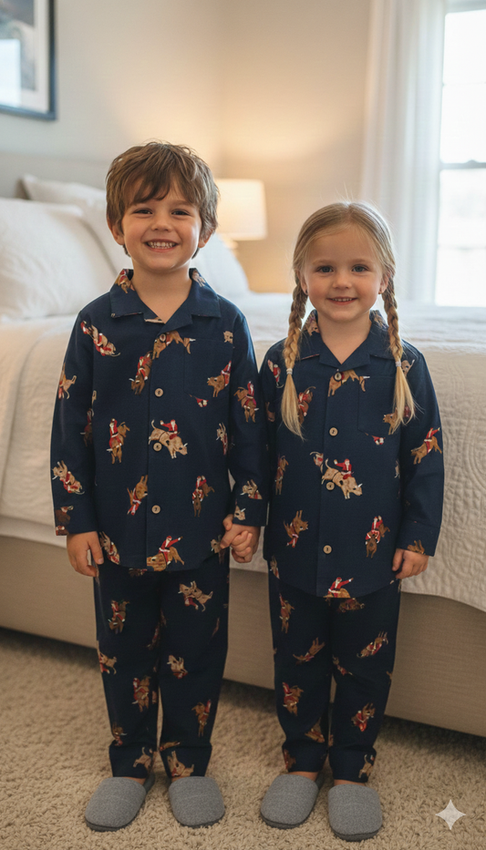 Cozy Christmas cotton flannel night suits for kids. Ultra-soft, warm, and festive sleepwear perfect for winter nights and holiday celebrations.