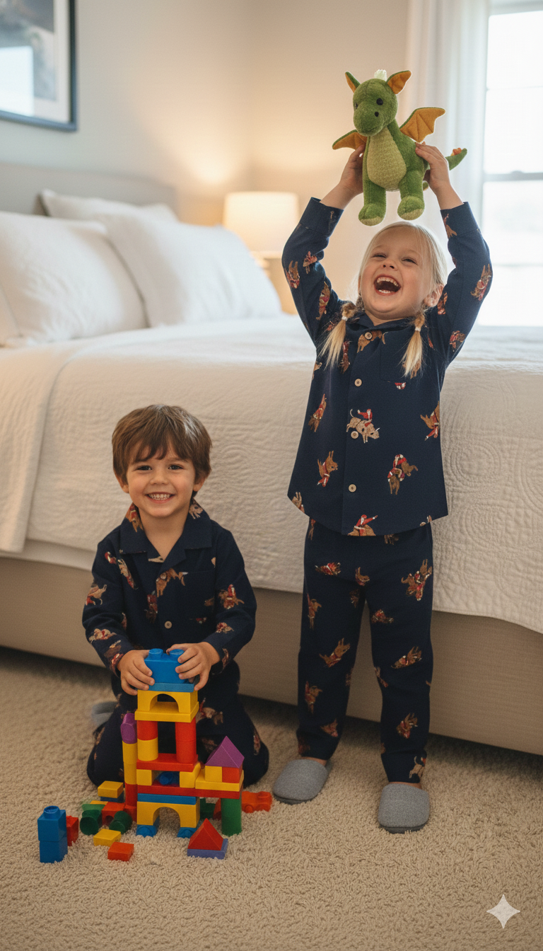 Cozy Christmas cotton flannel night suits for kids. Ultra-soft, warm, and festive sleepwear perfect for winter nights and holiday celebrations.