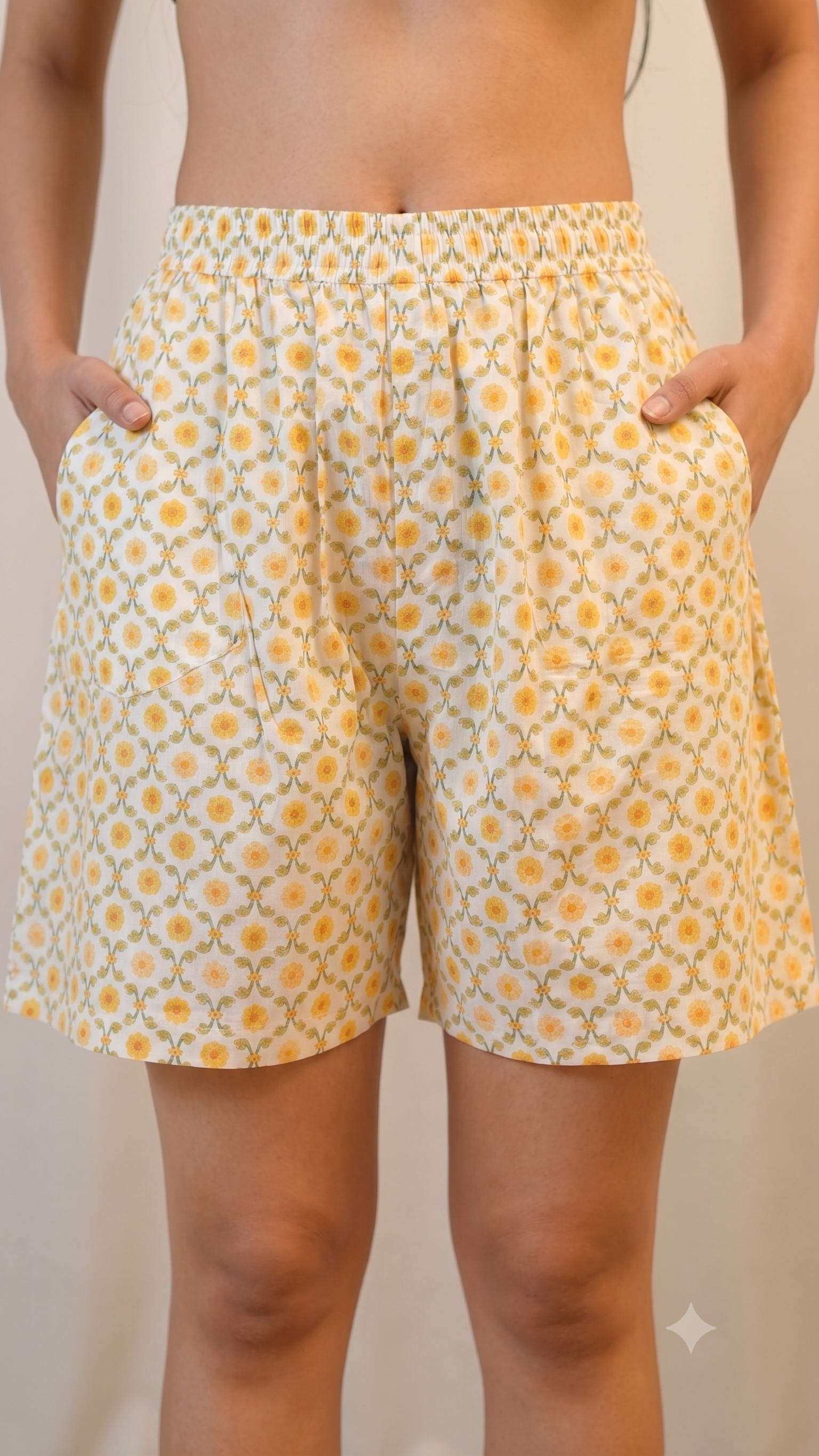 The 'Amber' Handblock Print Shorts | Cotton shorts