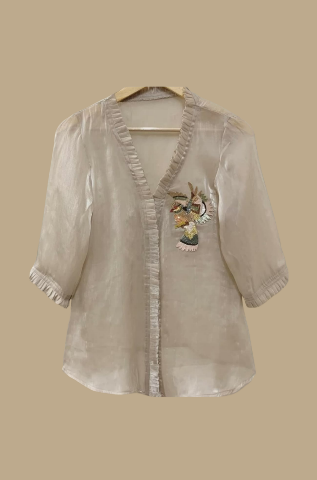 Embellished Ivory Grace Chanderi Silk top