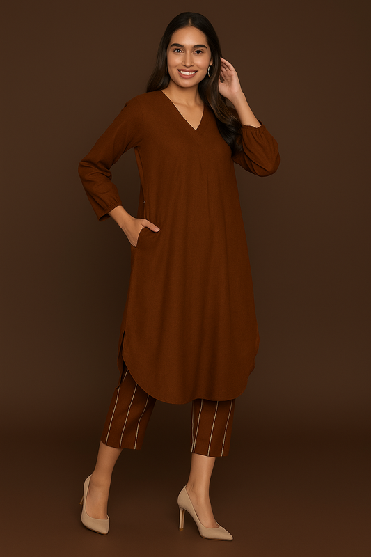 Terracotta Ease Handloom Cotton Co-ord Set – Soft & Stylish Everyday Wear