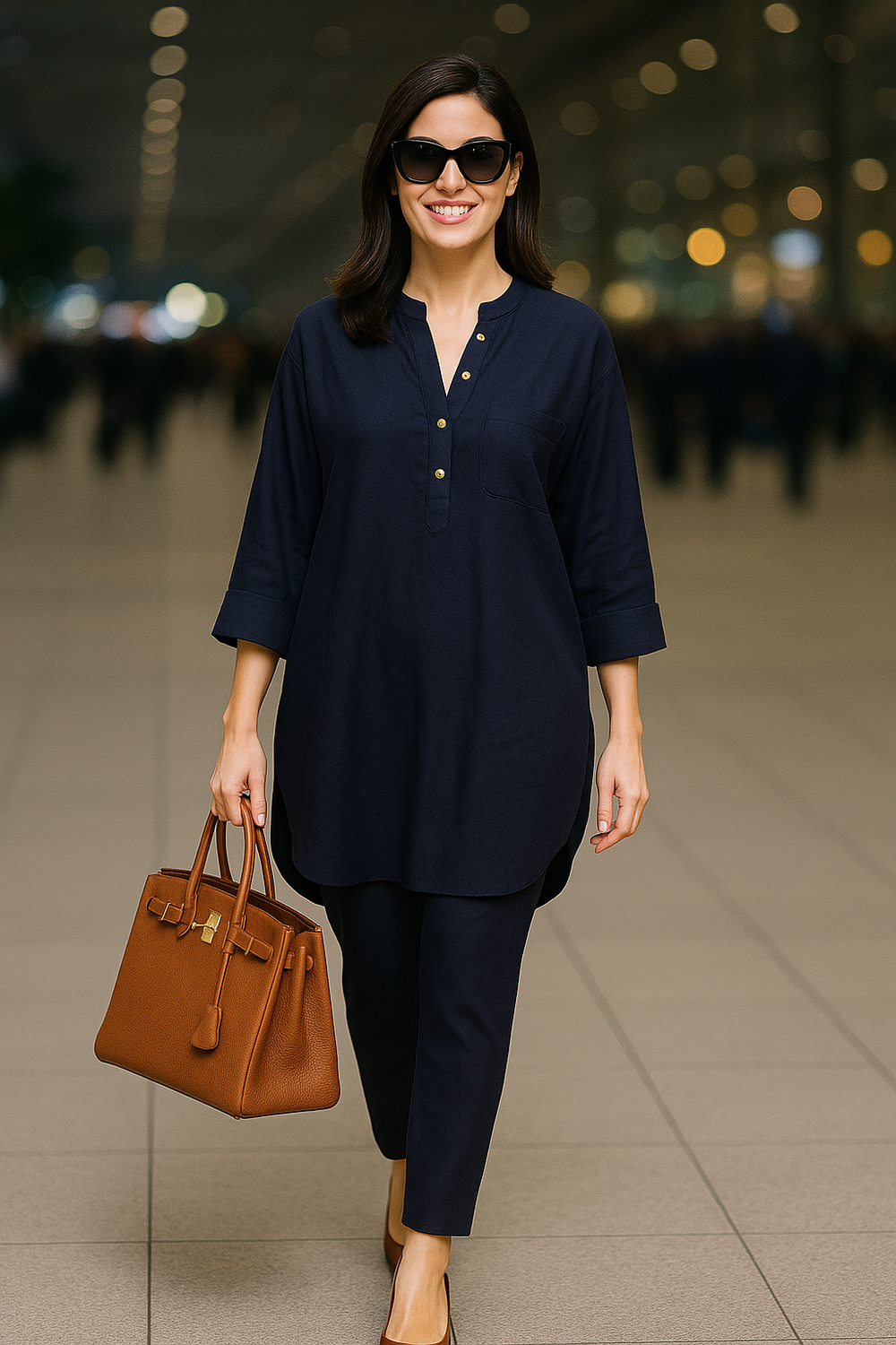 Nora Navy Chanderi Silk Co-ord Set