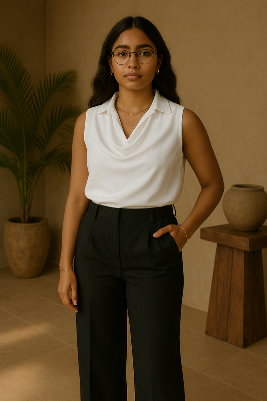 Noir Black Cowl Neck Sleeveless Co-Ord Set – Effortless Power Dressing