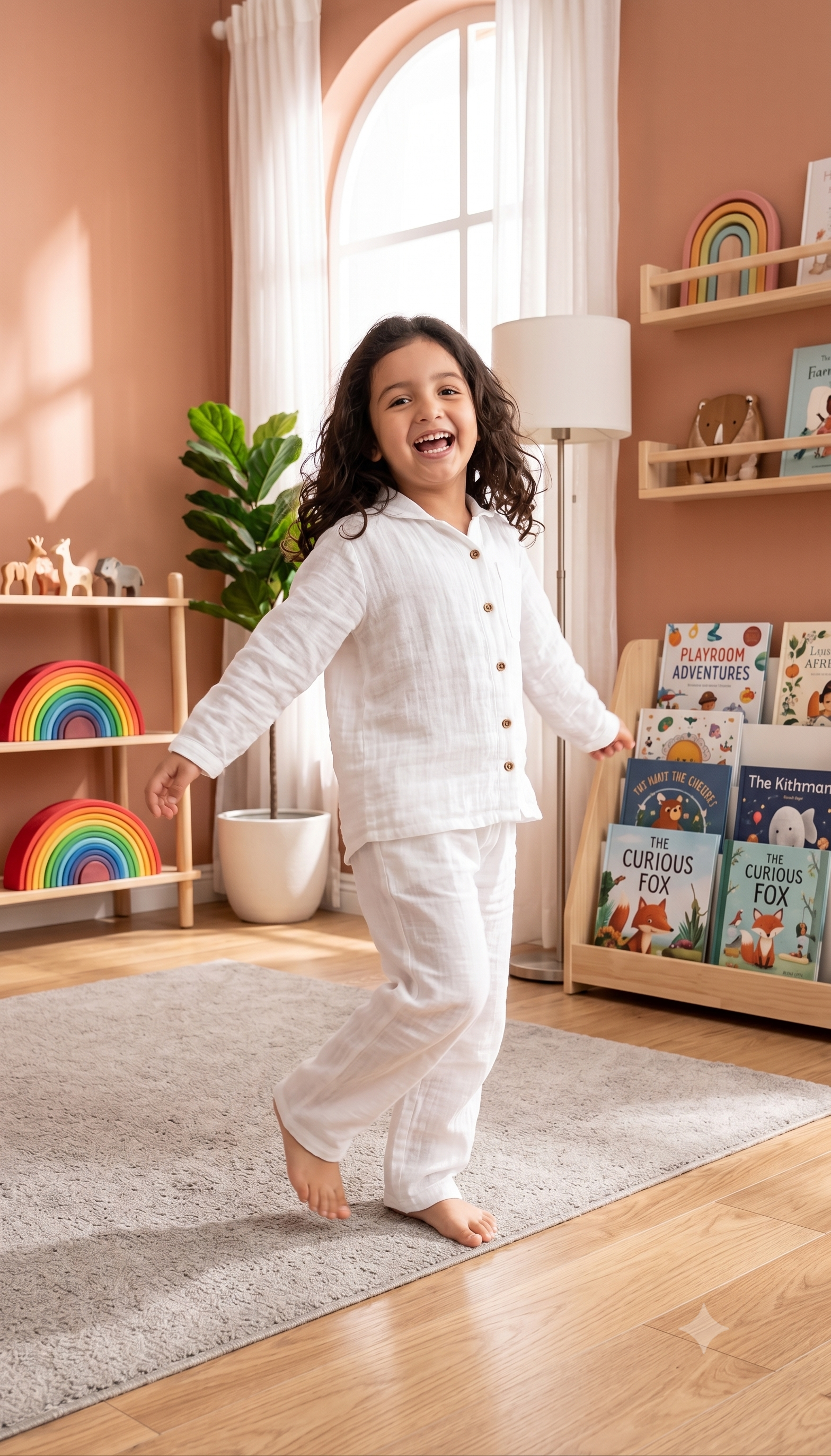 Kids Pure Organic Muslin Nightwear White