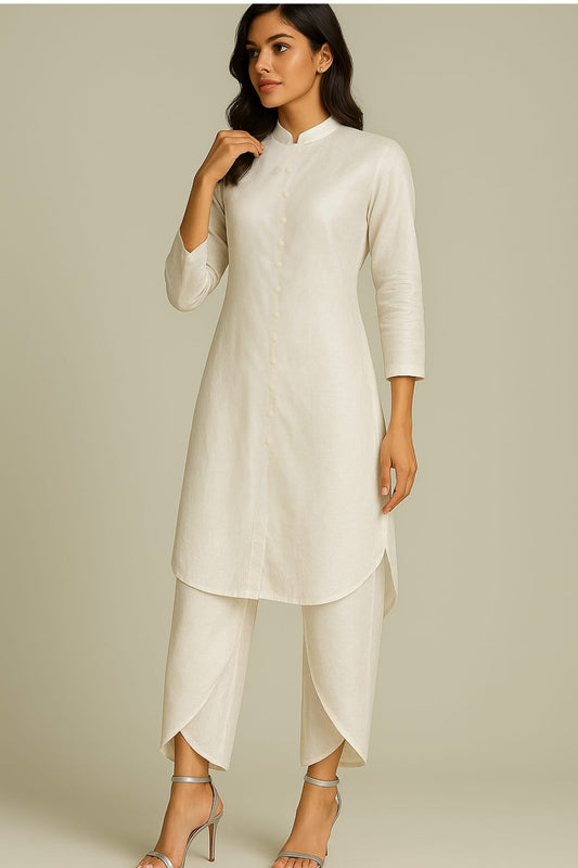 Ivory Chanderi silk kurta set